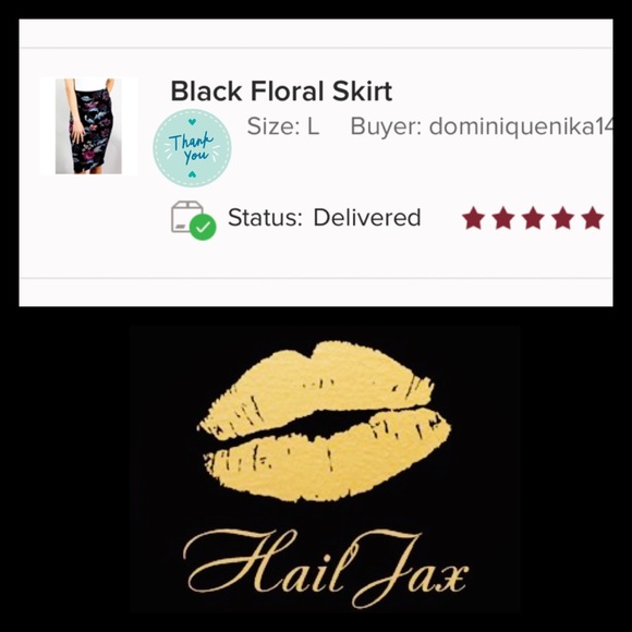 Black Floral Skirt - Picture 2 of 4